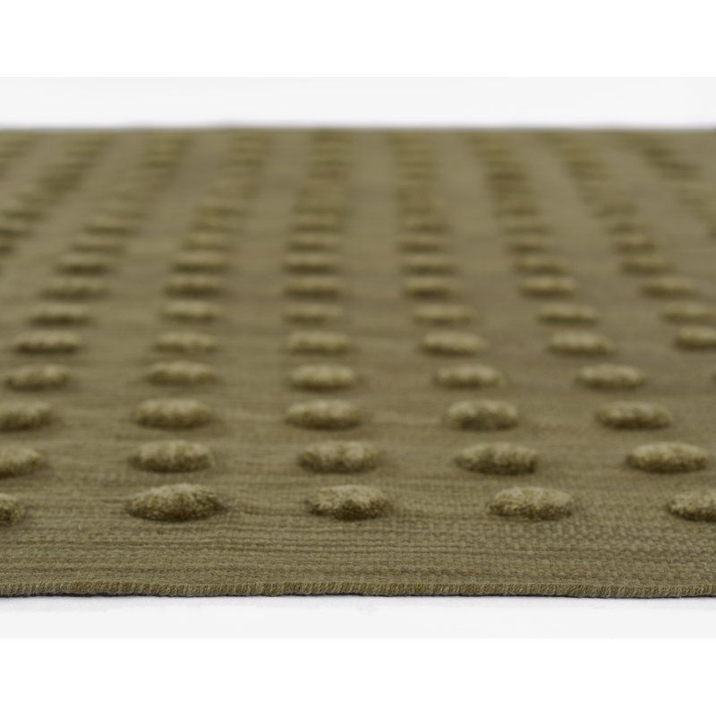 Yousra Rectangle Solid Color Handmade Flatweave Wool Area Rug in Green, Rectangle 5' x 8'