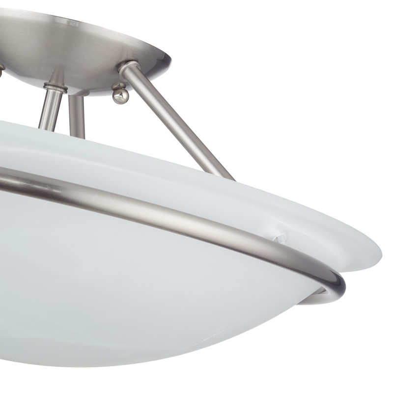 Wilbrecht Glass Semi Flush Mount, Brushed Nickel, 6" H