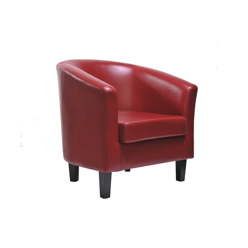 Isadora Faux Leather Barrel Chair, Red