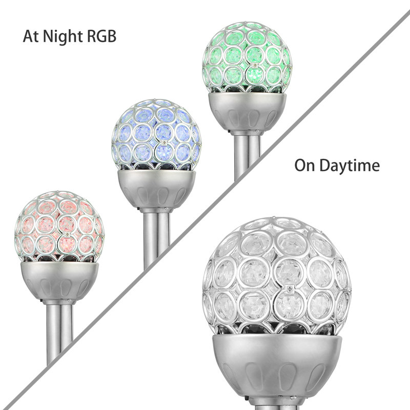 Silver Stainless Steel LED Solar Pathway Light Set