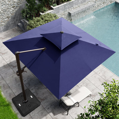 10' ×10' Double-top Square Patio Cantilever Umbrella with Base