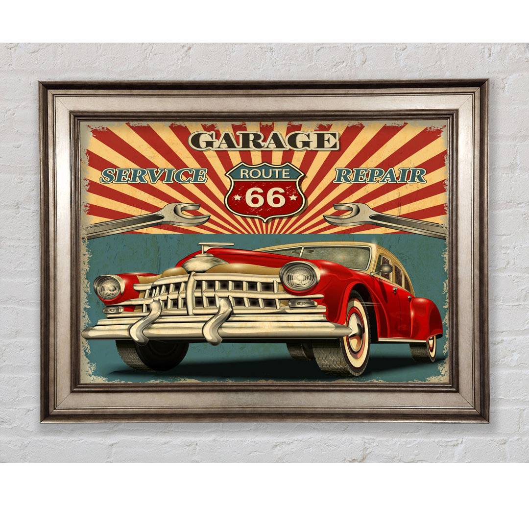 Route 66 Garage - Einzelner Bilderrahmen Kunstdrucke