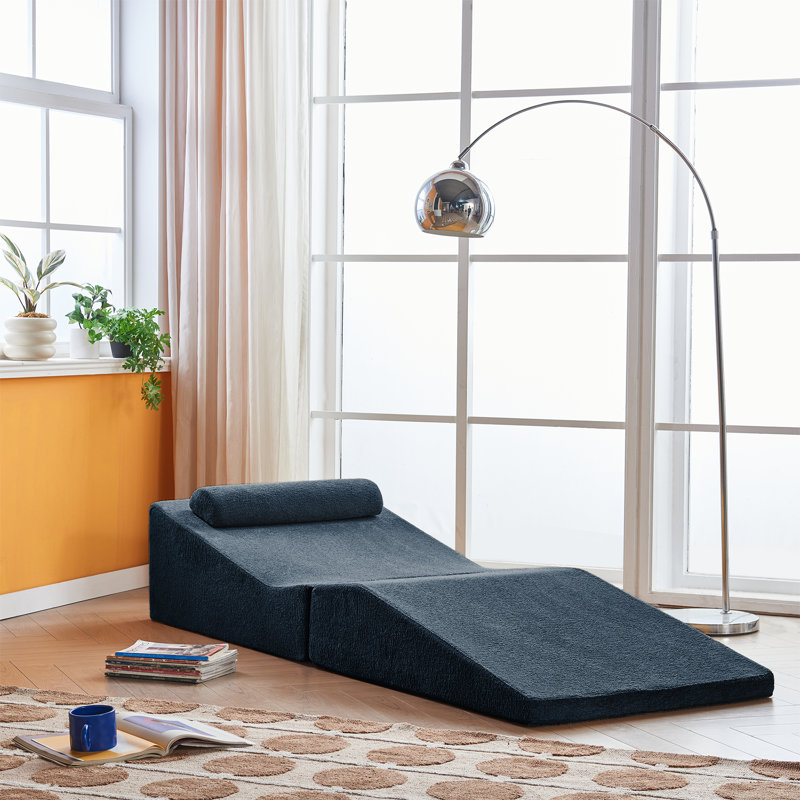 Chaise longue d'intérieur pliable et portable, Bleu