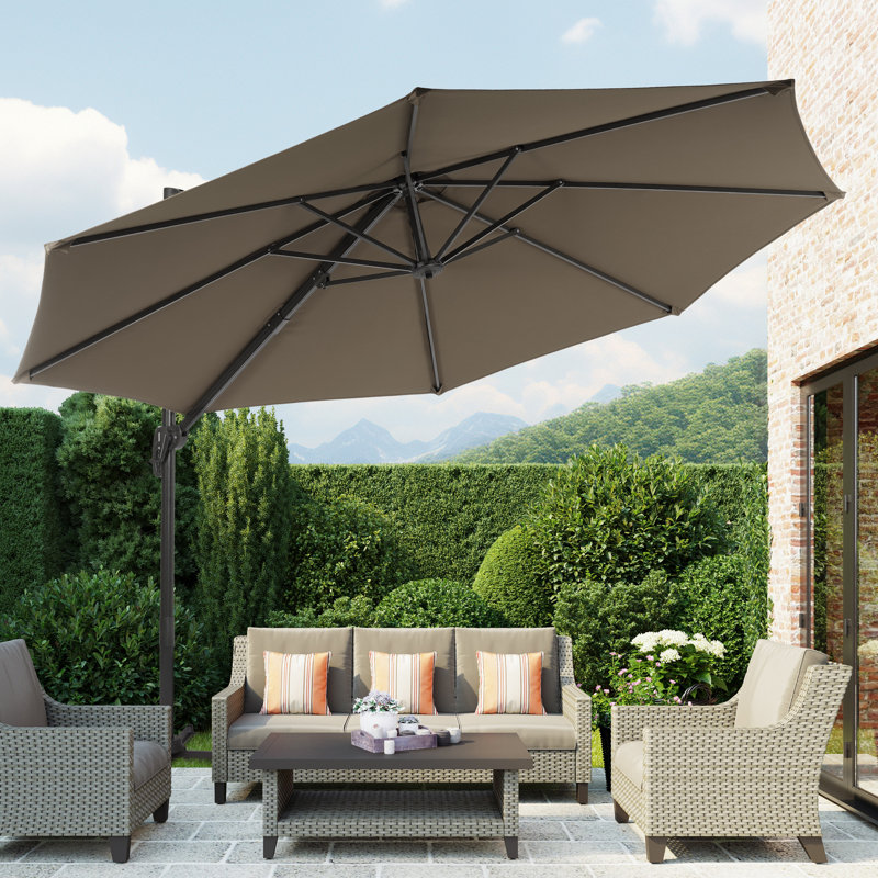 Parasol en porte-à-faux 132 po Rocelyn, Taupe