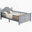 Lit simple pour enfants, lit plateforme simple en bois avec tête et pied de lit, gris-1585384253