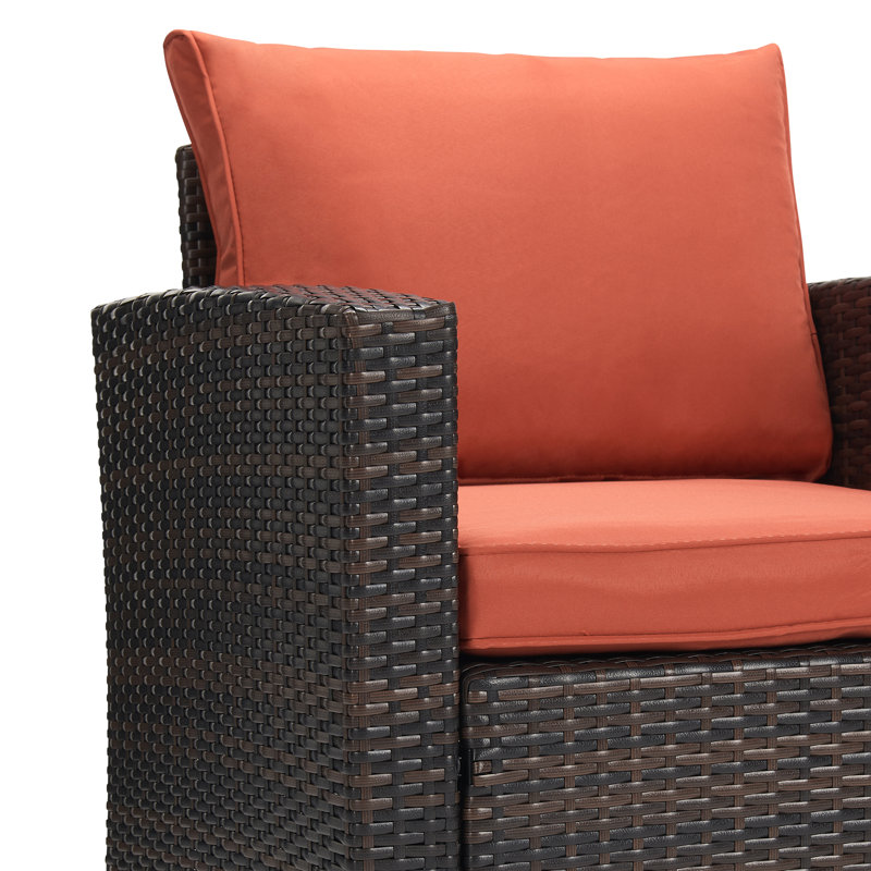 Ensemble de conversation avec canapé et coussins 4 pièces Derwin, Orange