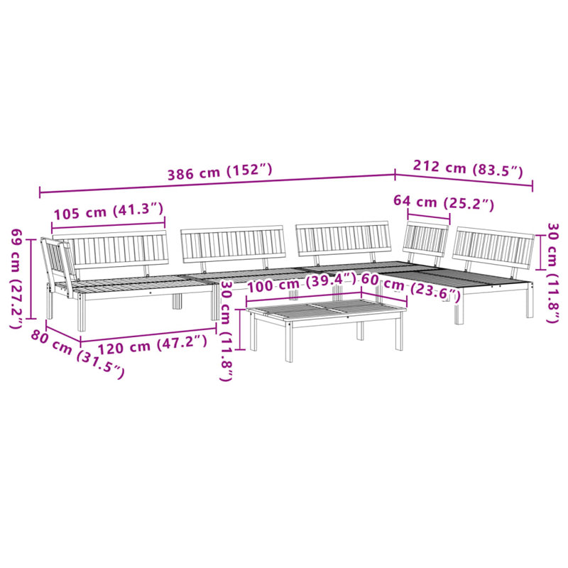 Vidaxl 5 Piece Garden sofa set made of solid acacia wood