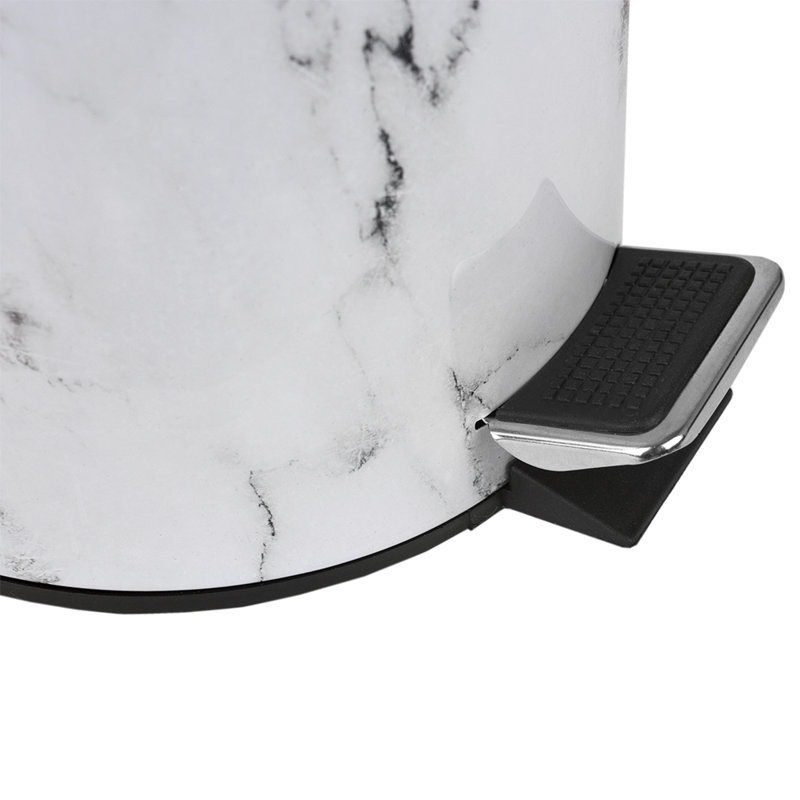 Stainless Steel Step On Waste Baskets - 0.79 Gallons, Silver/Black/Marble