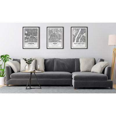 London Modern Map by Jake Goossen Framed Canvas Wall Art Print