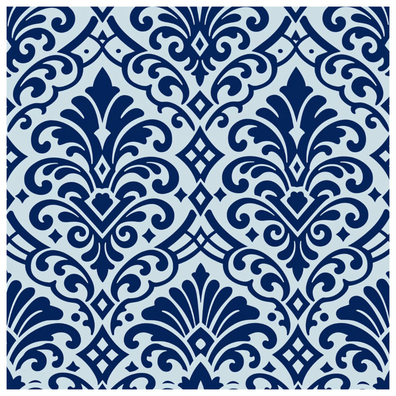 Tapisserie murale bleue à motif damassé - Décoration murale damassé, 68in H x80in W with 4 Grommets