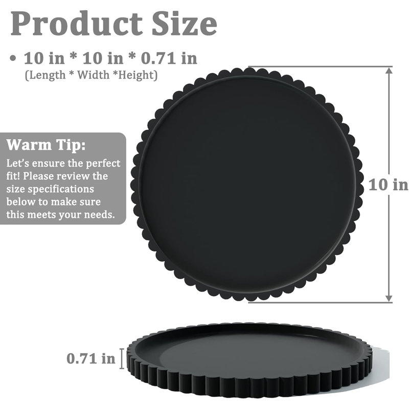 Silicone Bathroom Countertop And Vanity Tray-10 Inch Round Silicone Bathroom Tray,Modern Bathroom Decor，Coffee Table Decor，Decorative Tray For Candle，Perfume, Plants (Black)