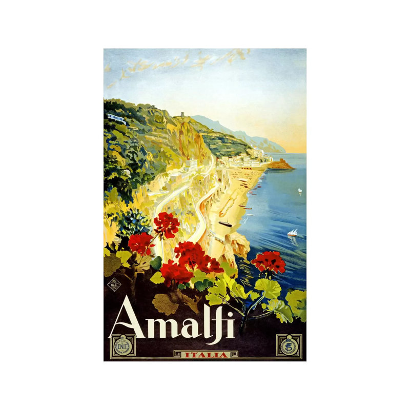 Amalfi Advertising Vintage Poster - Wrapped Canvas Print, 101.6 cm H x 66.04 cm W x 1.91 cm D