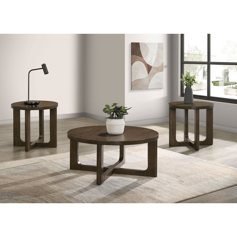 Ensemble de tables basses 3 pièces Wai, 3 pièces: table basse, 2 tables de bout, Brun