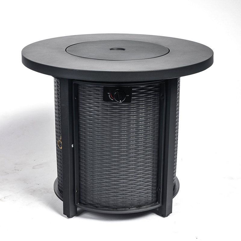 Propane Gas Fire Pit Table, 50000 BTU Round Steel Fire Pit For Outside Patio Deck Garden Courtyard-Black