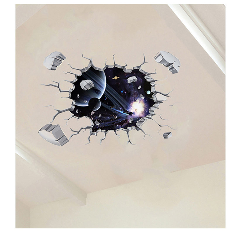 Hole Breaking Wall Sticker  Spaceship Sticker