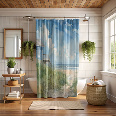 Soft Shoreline Motifs - 1 Piece Standard Shower Curtain