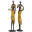 Sculpture jaune en polyrésine jaune faite à la main avec des jarres d'eau et des détails de bijoux, ensemble de 2