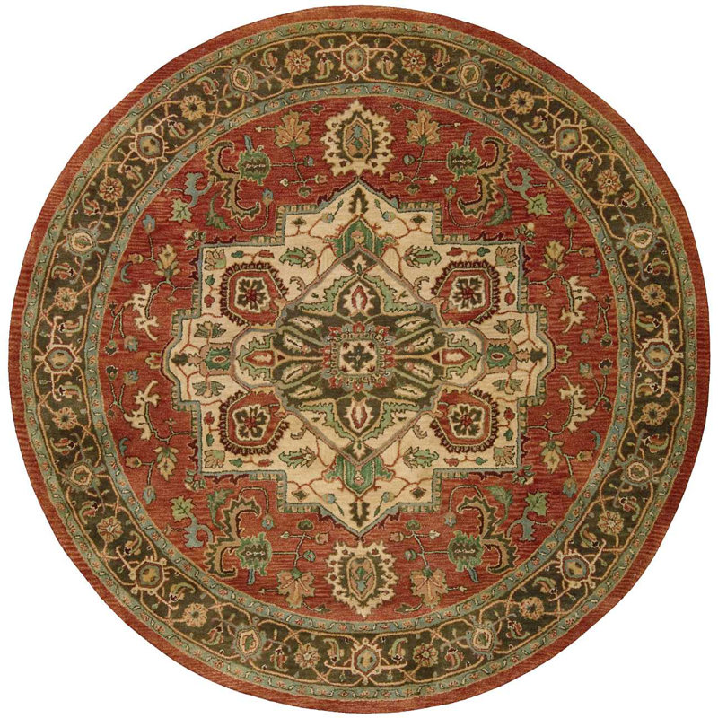 Tapis en laine touffeté à la main Bassham, Rond 8 pi