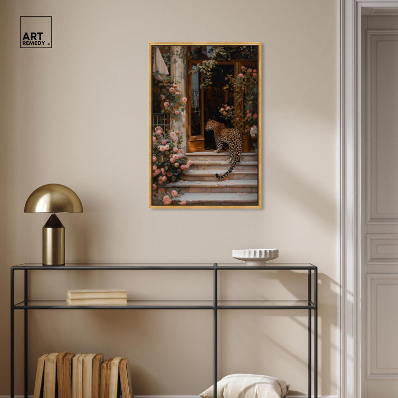 Art Remedy Modern Tiger Art Canvas, 31" H x 21" W, Gold Floater Framed