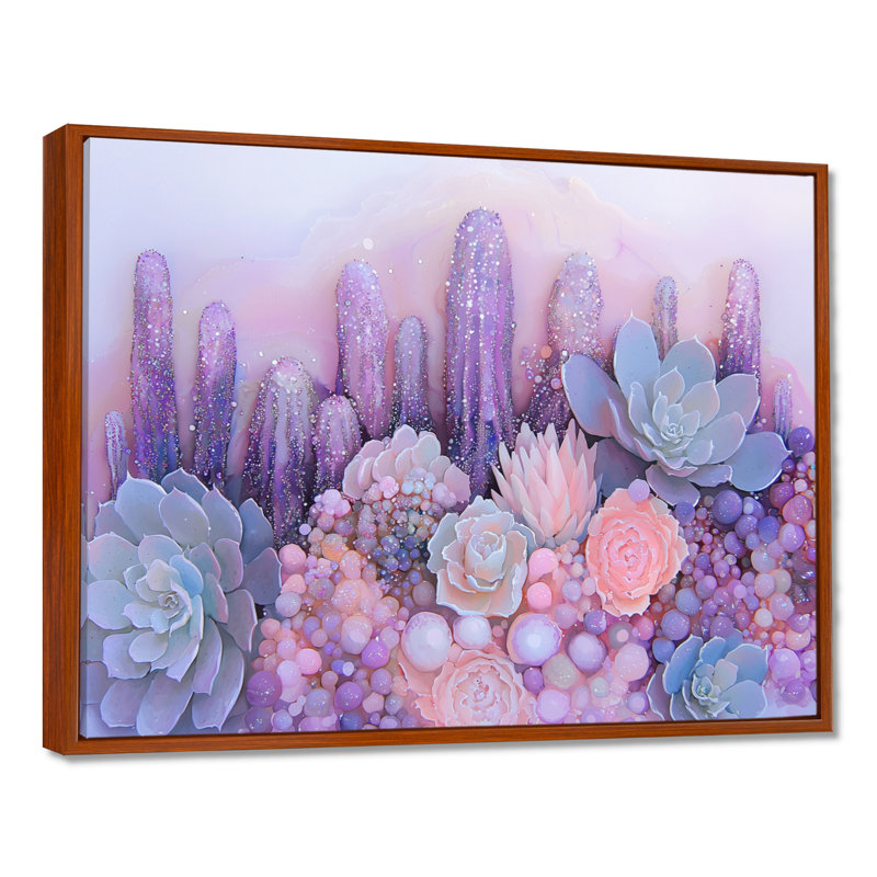 Lavande, aura de cactus au Nevada - décoration murale cactus floral, H 34 po x l 44 po, Brun