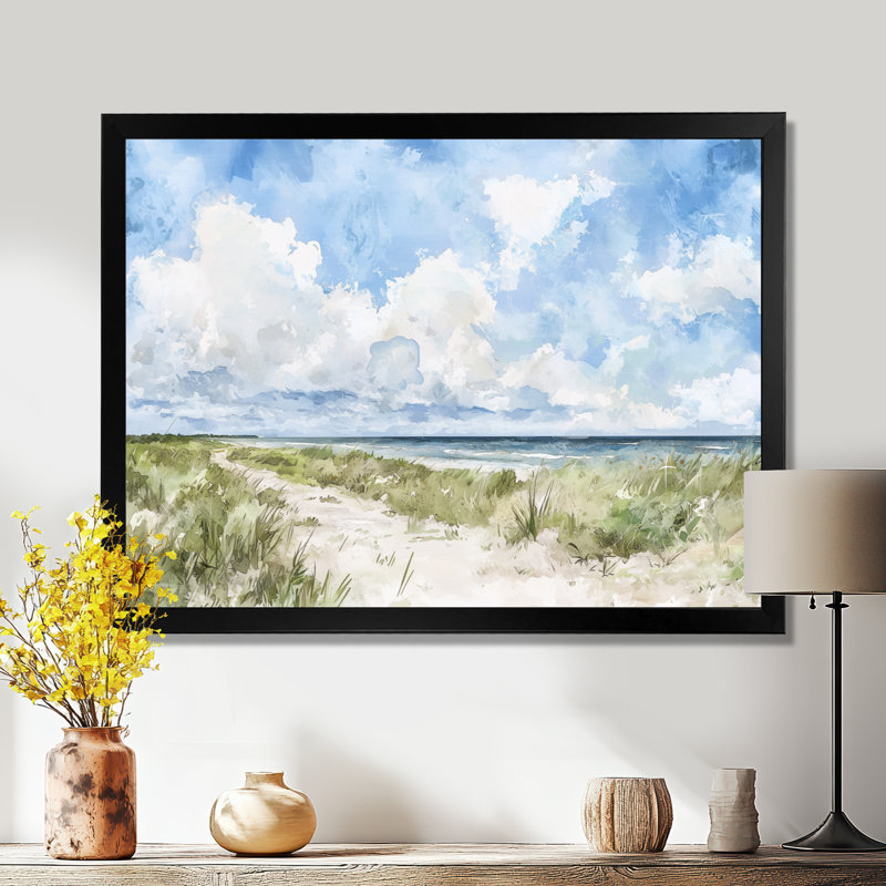 Texas Coastal Beach - Texas, art mural, Reproduction encadrée d'une seule photo sans pass, Noir, H 12 po x l 20 po