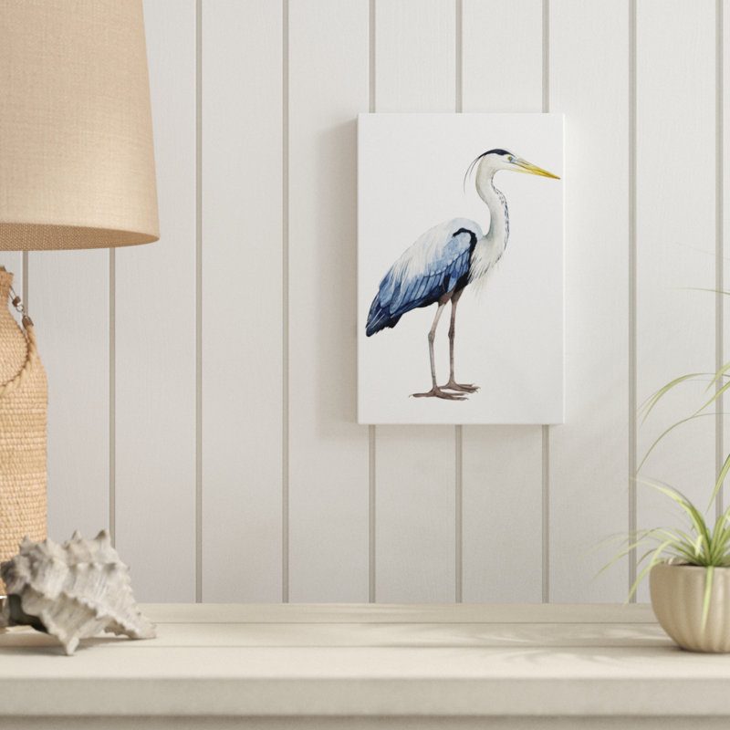 «Seabird Heron II», peinture sur toile, H 12 po x l 8 po