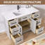 Ensemble de meuble-lavabo autoportant avec meuble-lavabo autoportant en bois massif Adelynna-337673995