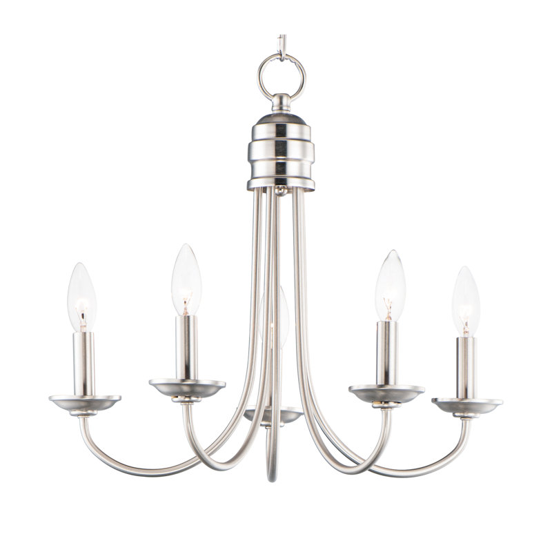 Ashunta 5 - Light Dimmable Classic / Traditional Chandelier, Satin Nickel, 5