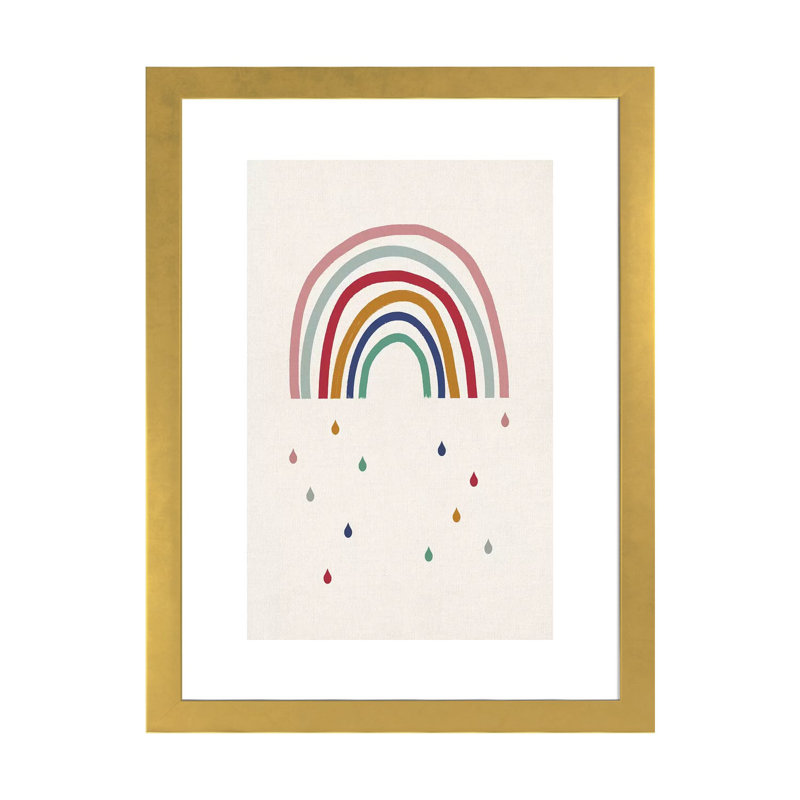 Décoration murale pleure arc-en-ciel pour enfants, H 24 po x l 16 po x P 1 po, Papier encadré doré