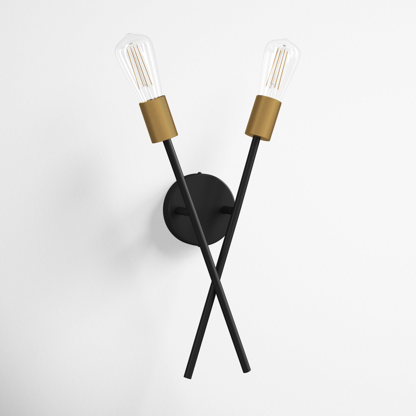 Wright 2 Light Dimmable Wall Sconces, Black/Brass