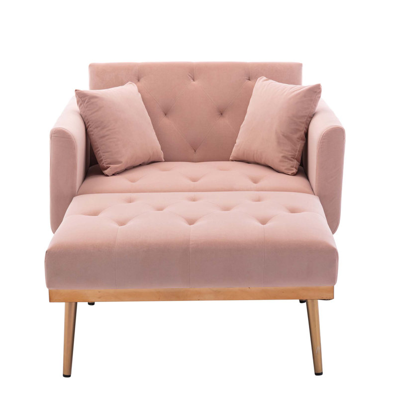 Gottman Upholstered Accent Chair with Ottoman, Pink Velvet