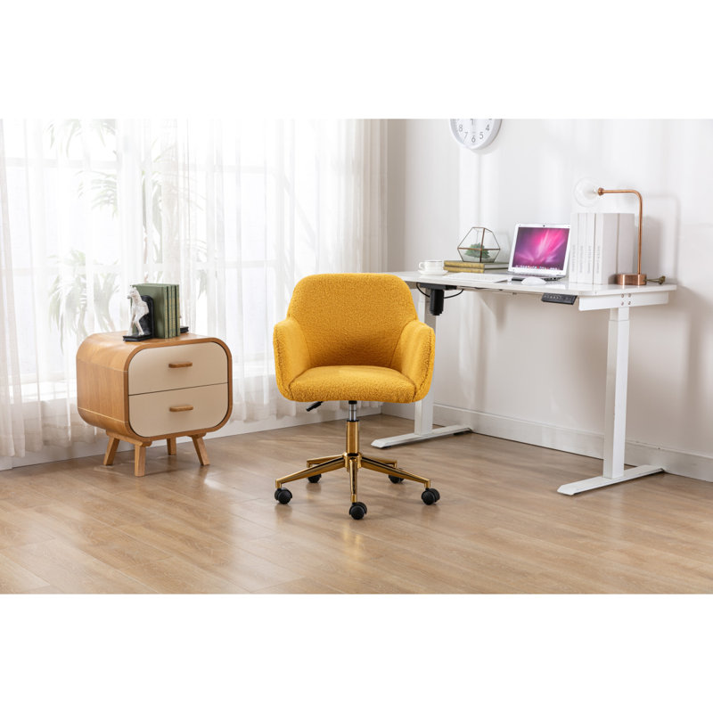 Fauteuil de bureau rotatif à hauteur réglable en tissu avec nouilles modernes en métal Modern, White