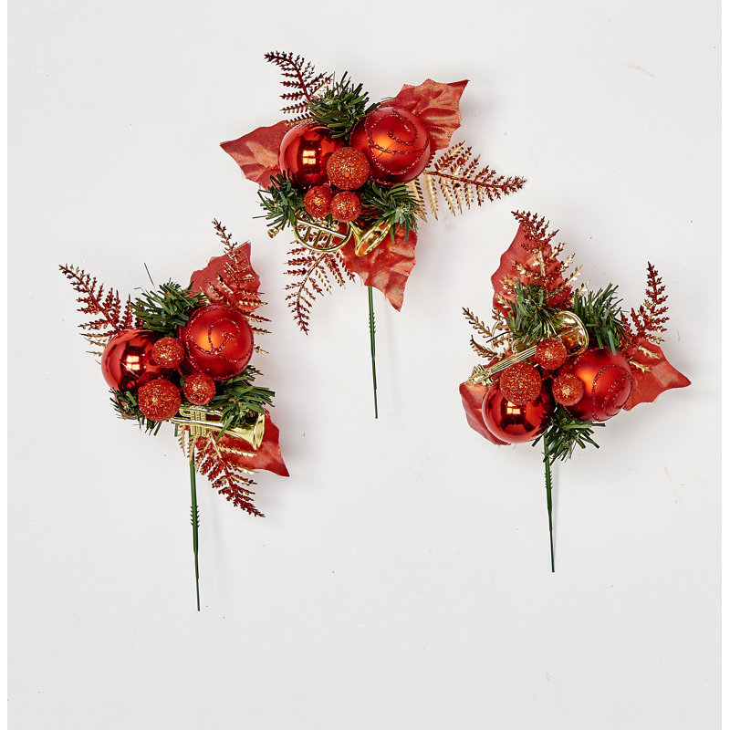 Ensemble de 3 pièces de noël à baies à boules, Rouge