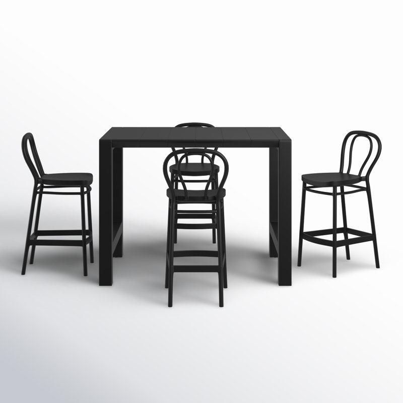 Farrah 4 - Person 39'' Long Bar Height Dining Set, Black