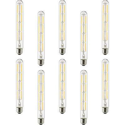 Led Filamemt T10  Tubular Light Bulb, Medium E26 Base, Dimmable, Ul Listed, 10 Pack