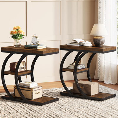 3-Tier C Shaped End Table for Living Room