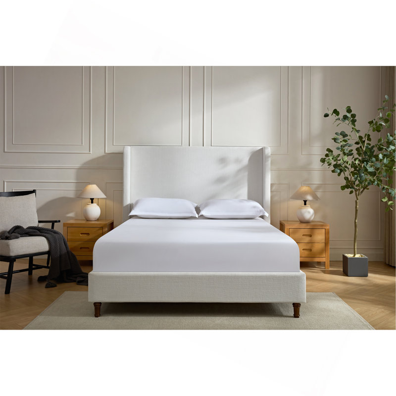 Grand lit tapissier Harper, Blanc, crème, King