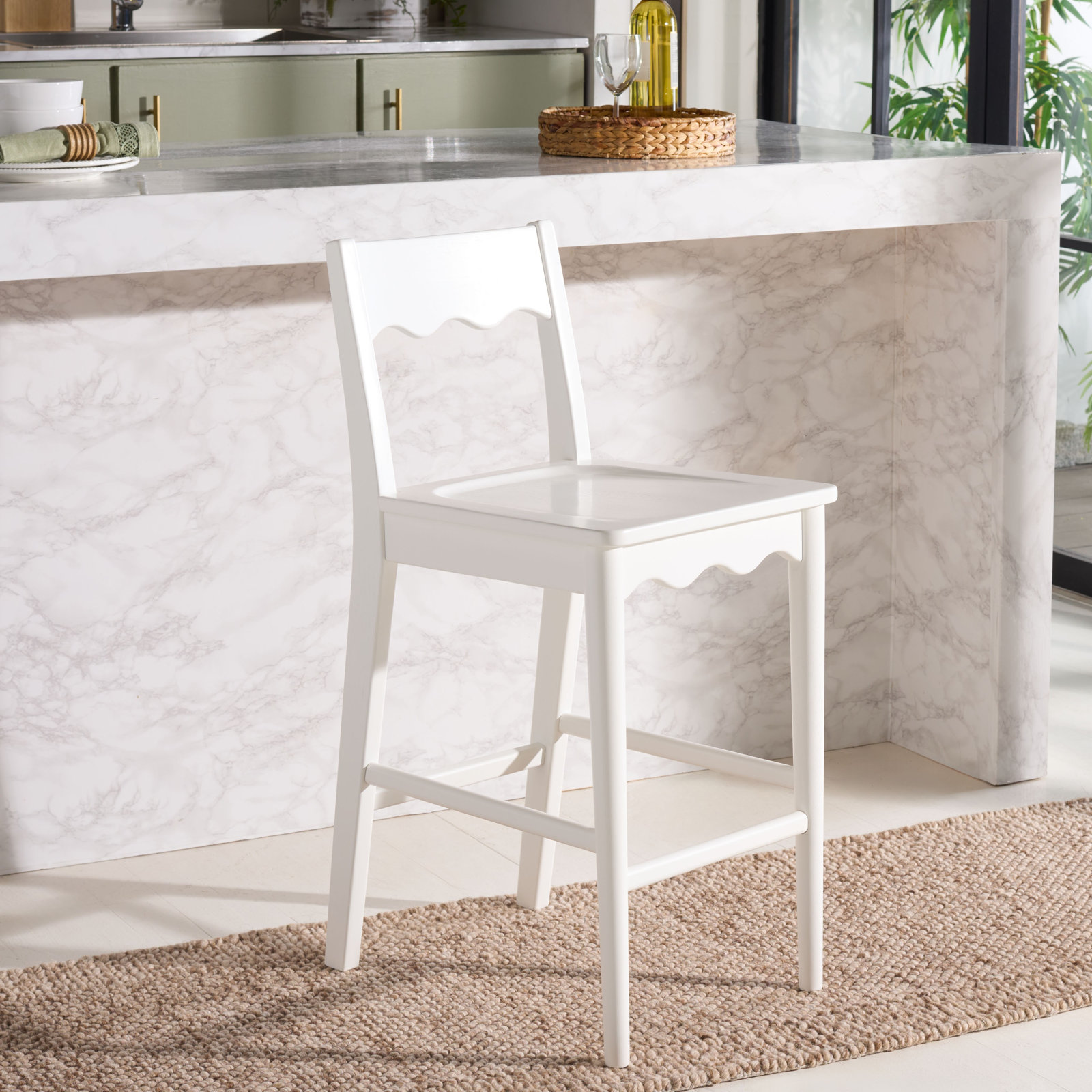 Vicki Scallop Counter Stool, White