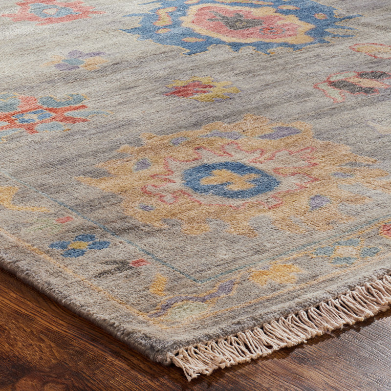 Colorburst Oushak Hand Knotted Area Rug in Gray, Rectangle 2' x 3'