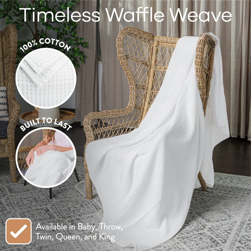 Waffle Throw Blanket, King, White