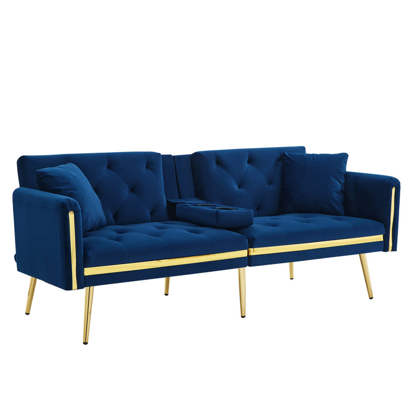 2 Seater Velvet Loveseat, Blue