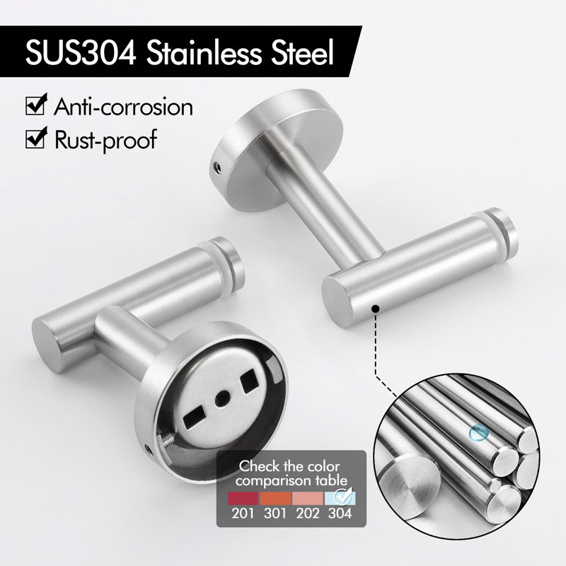 20 Inches Floating Shelf Tempered Glass Wall Mount Bracket 304 Stainless Steel Brushed Finish, Nickel