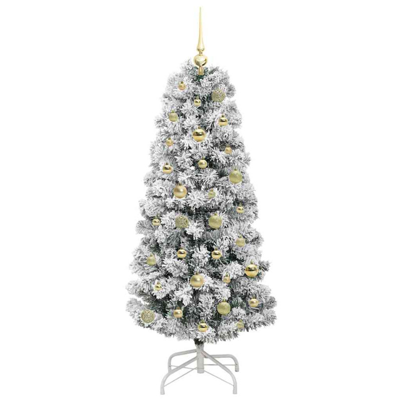 Artificial Hinged Christmas Tree Green and white, 4.92 ft