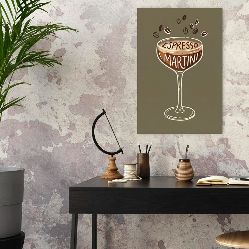 Espresso Martini, art mural contemporain, H 24 po x l 16 po