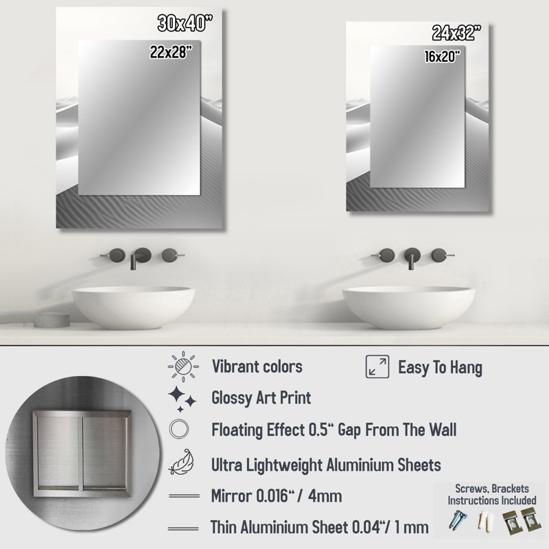 Eternal Desert Dreams Minimalism I - Minimalism Decorative Mirror, Modern Wall Mirror, Printed Metal Art, 32" x 24"