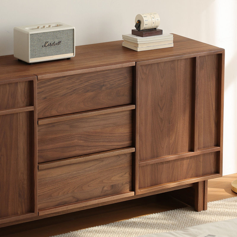 Buffet de rangement multifonctionnel en bois massif, H 33,07 po x l 70,86 po x P 17,32 po