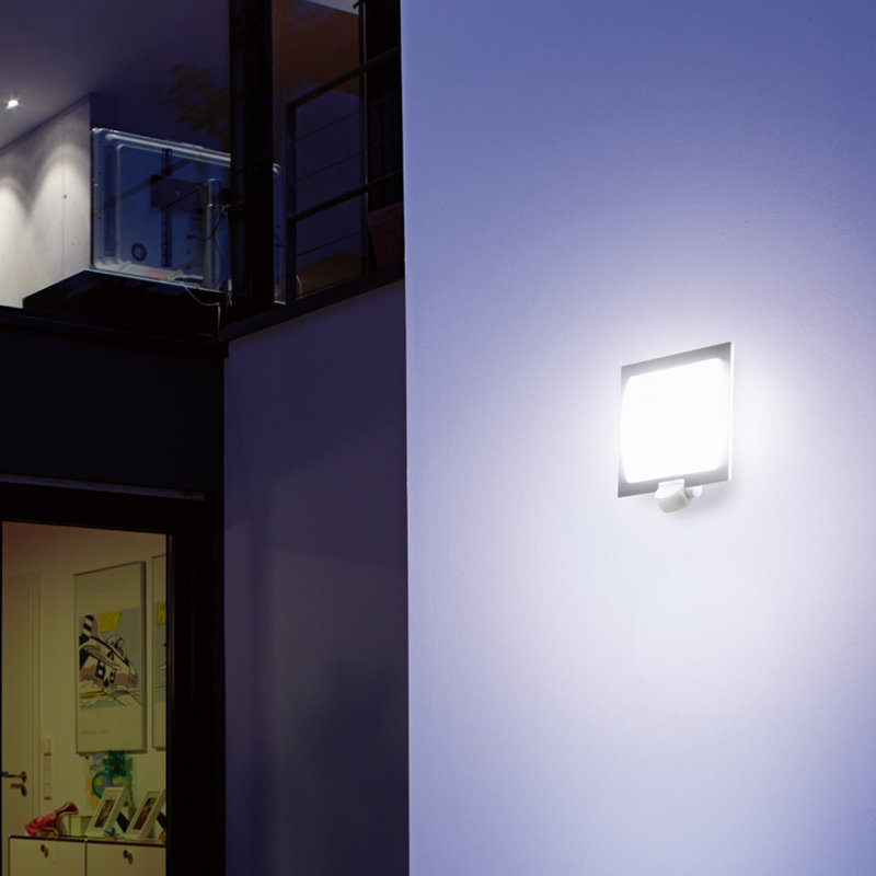 Outdoor Wall Light L 20 S Stainless Steel Trim with Motion Sensor E27 Flush Mount, Silver