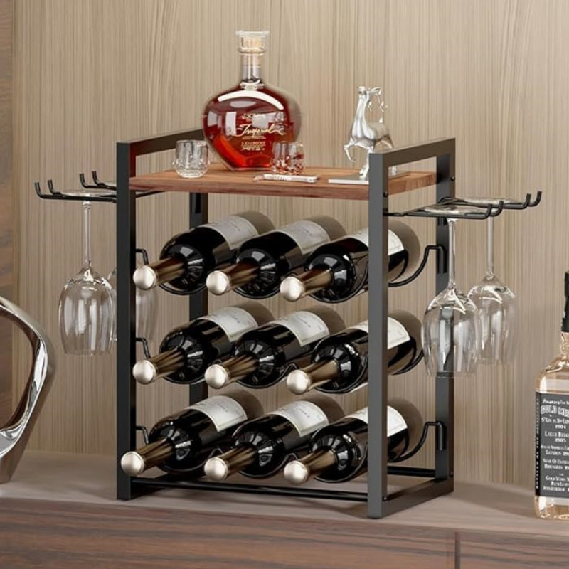 Tabletop Wine Bottle & Glass Rack