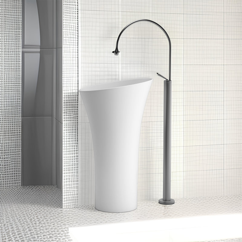 MONSFEST 20.27'' Solid Surface Circular Bathroom Sink