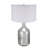 Silver Round Table Lamp With White Fabric Shade